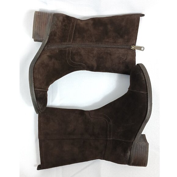 Jessica Simpson Dark Chocolate Brown Mid Calf Suede Leather Boots EUC - Picture 3 of 7